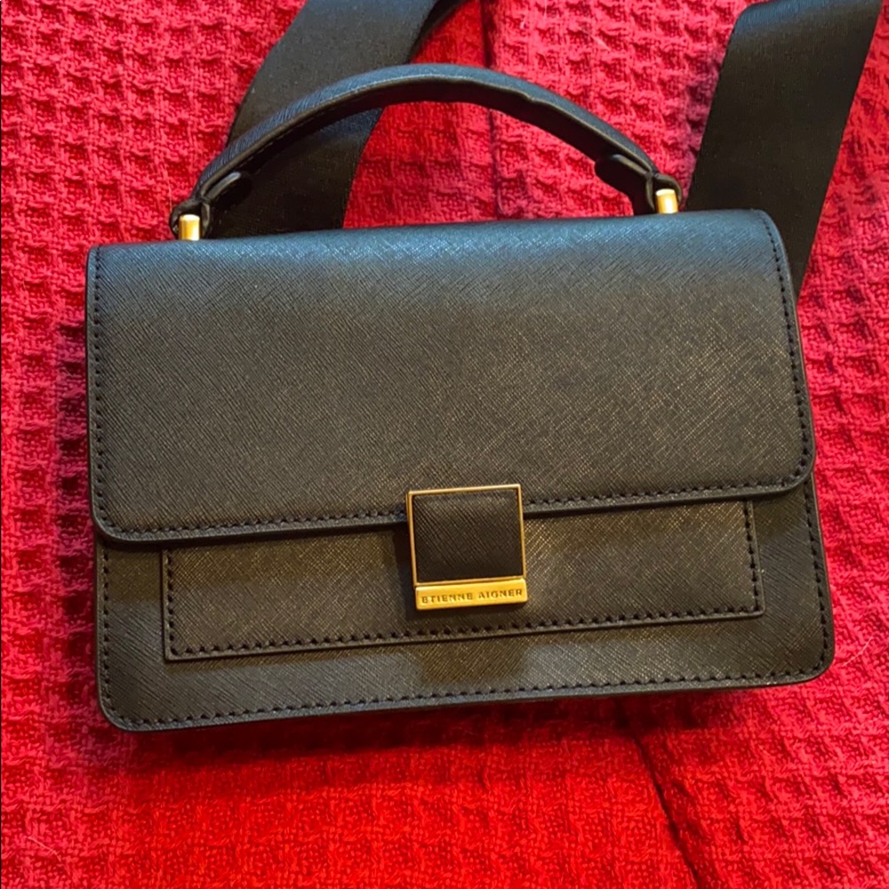 Classic black top handle/ crossbody purse
